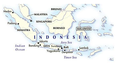 Map of Indonesia - Sources of our Celebes Kalossi Indonesian Coffee