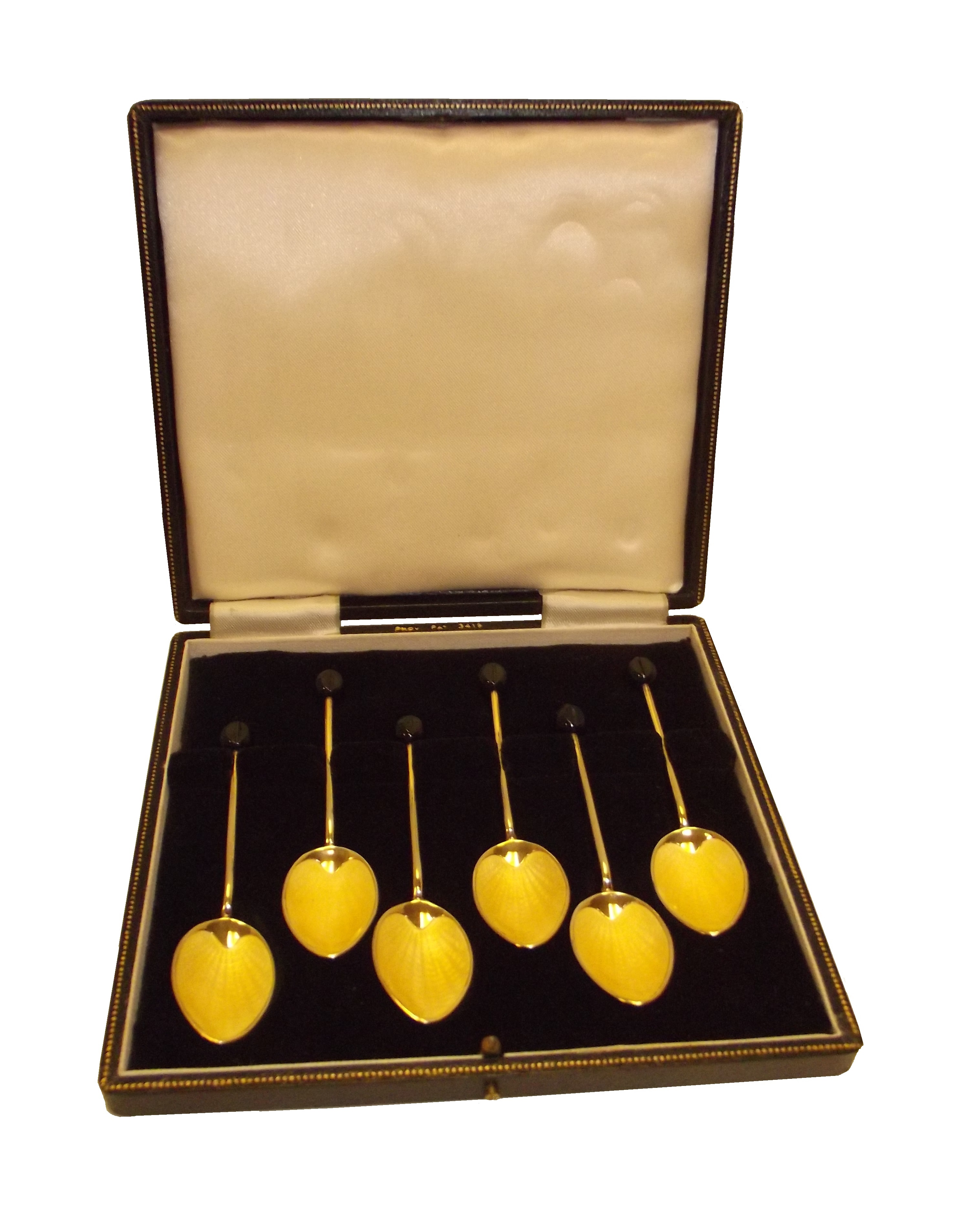 Vintage Sterling Silver Demi-Tasse Spoons with Gold Wash and Guilloche Enamel