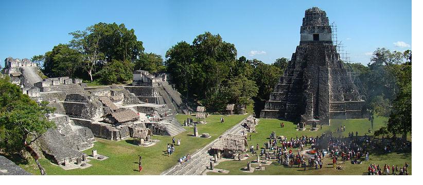 Temple I on The Great Plaza and North Acropolis seen from Temple II in Tikal, Guatemala, just after noon during the Mayan mid-winter/winter solstice/new year celebrations by Bjørn Christian Tørrissen